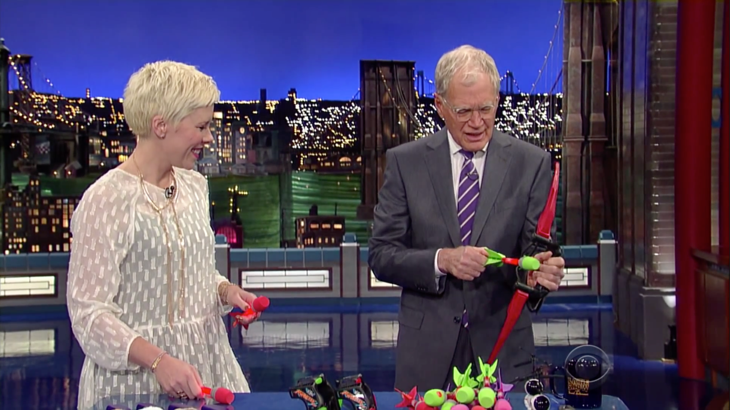 David Letterman Plays with Zing Firetek Bow