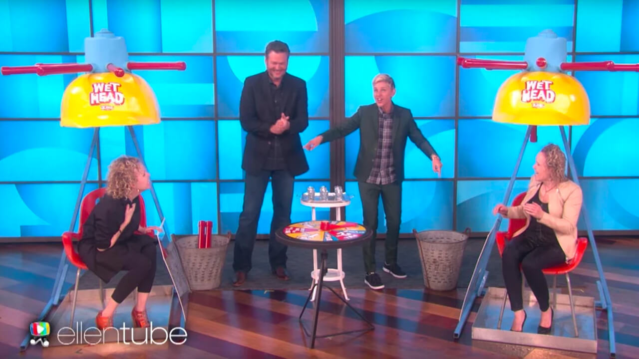 Blake Shelton and Ellen DeGeneres Play Wet Head