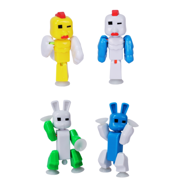 CluckBot and BunnyBot StikBot animal figures in four color variants