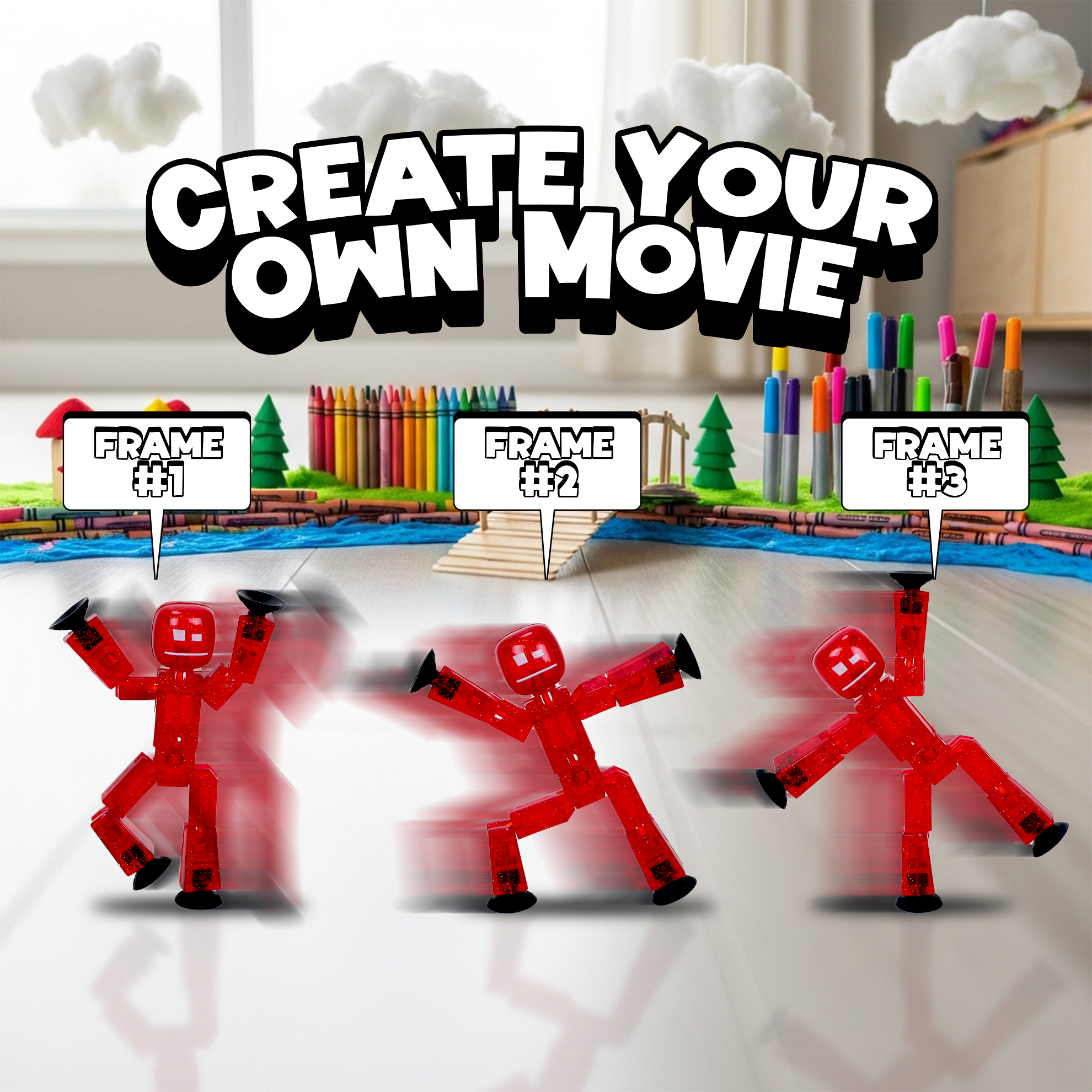 StikBot Comet Red | Glittering Stop Motion Figure