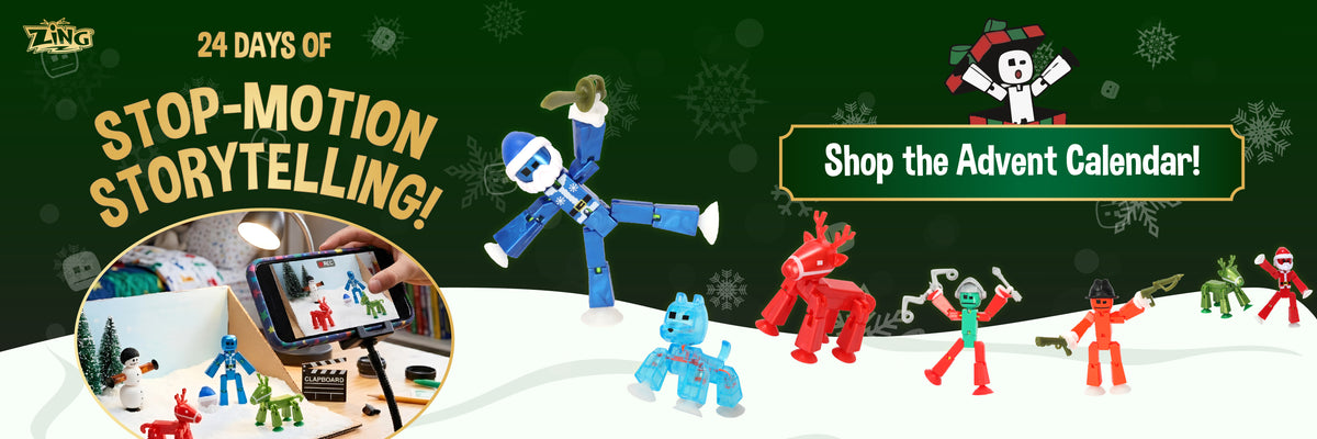 tikBot Advent Calendar 2026 holiday banner with festive characters and stop-motion play scene