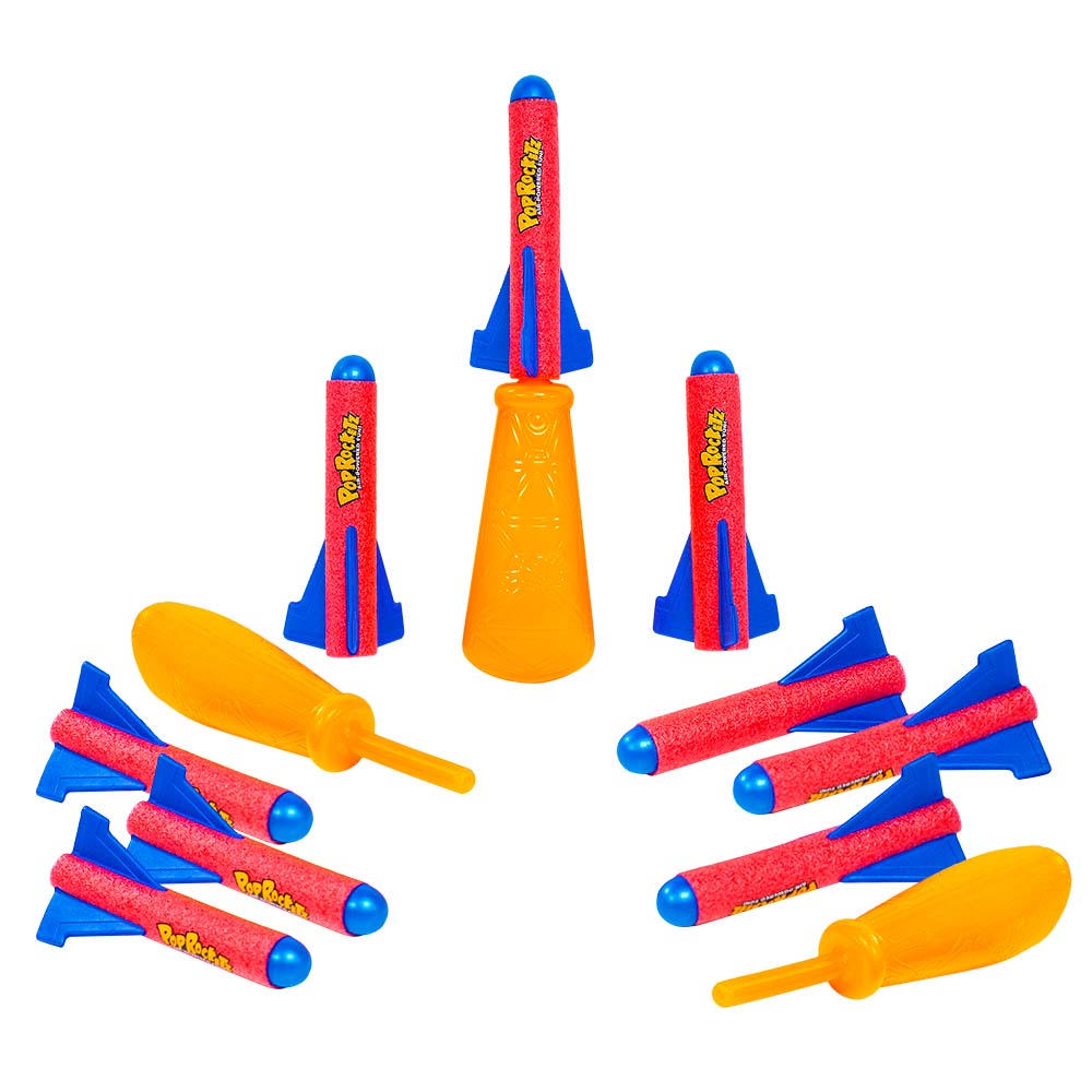 Blast Off Pop Rocketz - 9 Rockets & 3 Launchers | 50ft Air Power