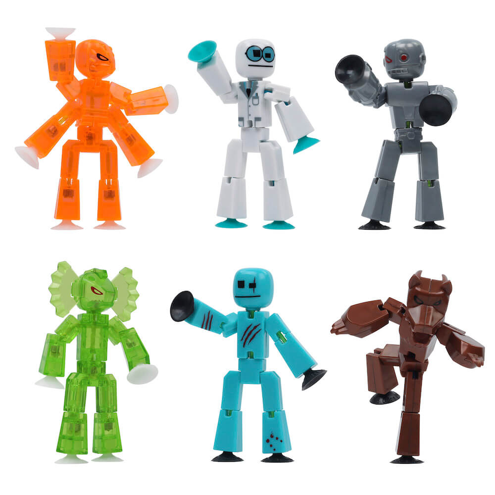 monsters action figures Stikbot Monster Cyborg & Werewolf Pack, Set of 6 Action Figures for Stop Motion Animation