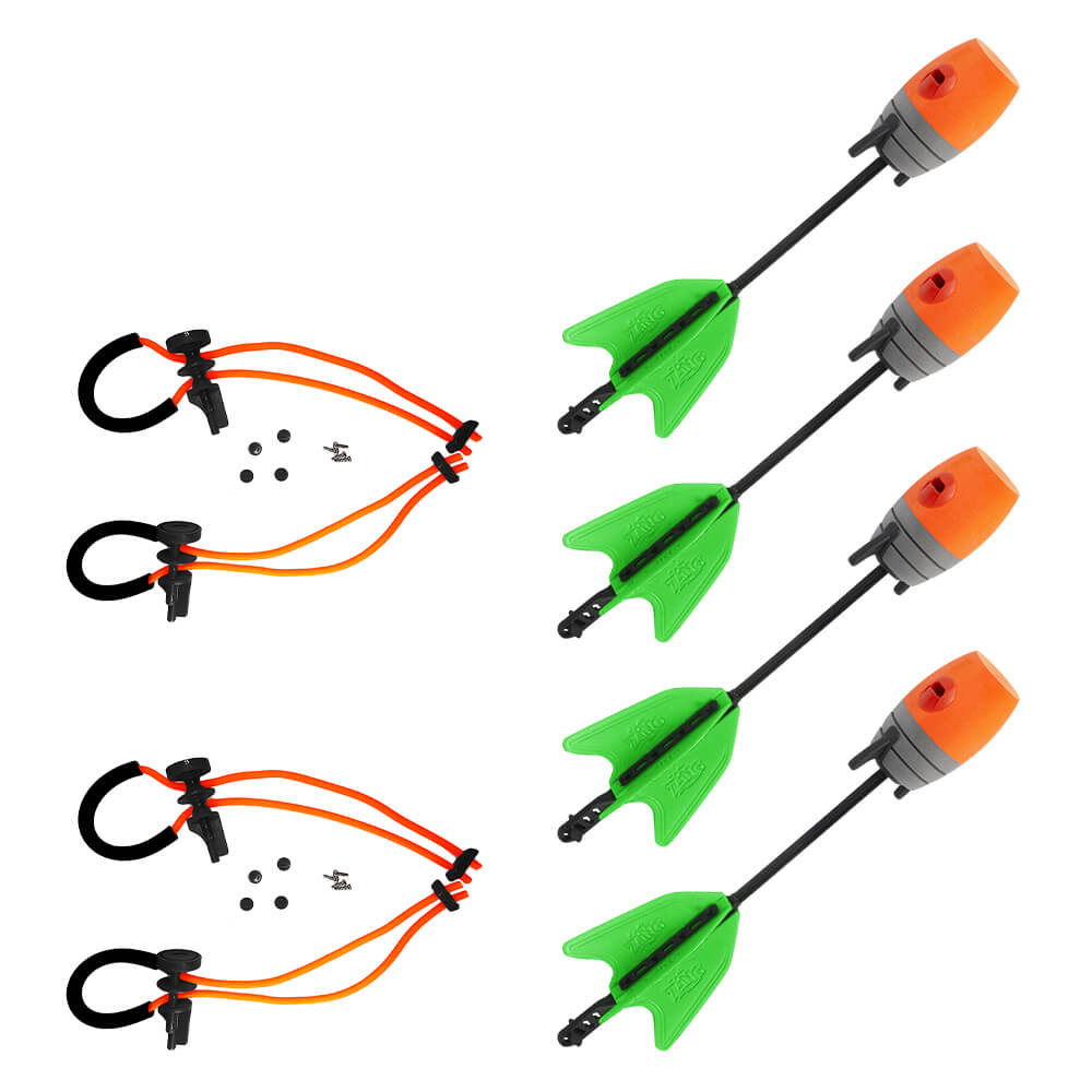 Zing Z-Curve Bow Bungee Replacement and Arrow Refill Pack - Includes 2 Orange Z-Curve Bungee Sets and 4 Orange Zonic Whistling Arrows