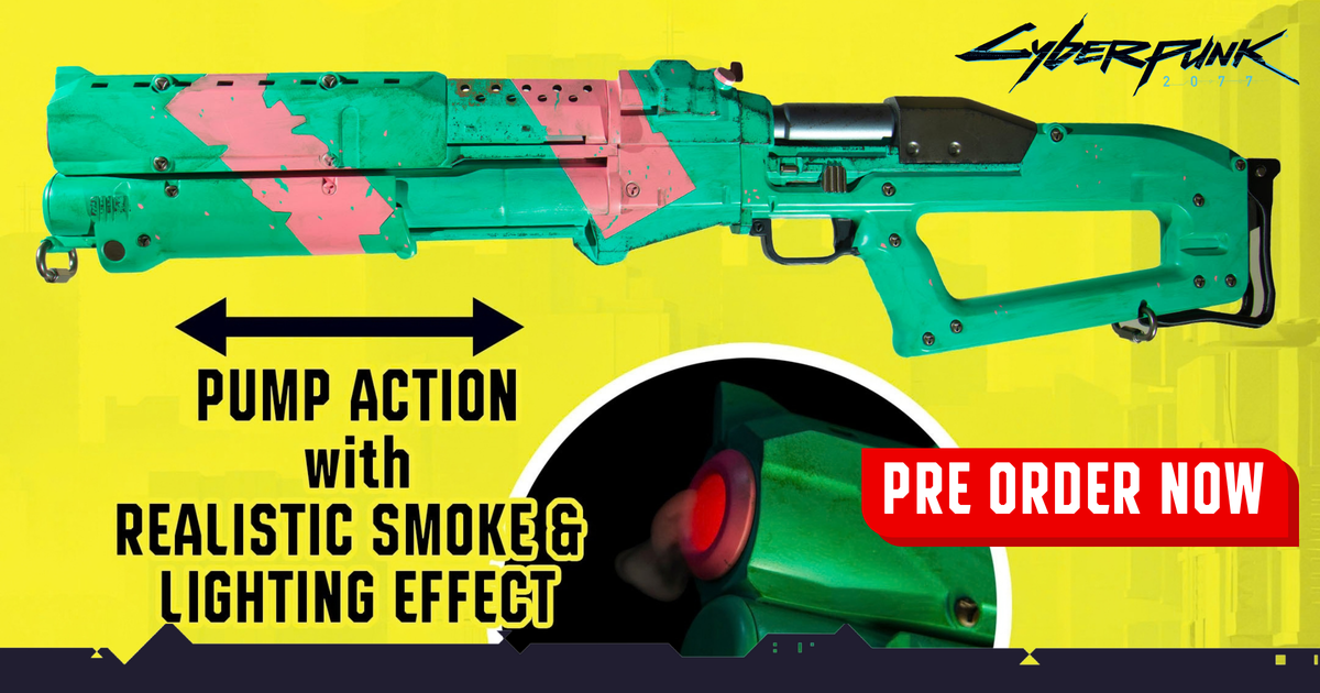 Pre-Order Now: Cyberpunk 2077 GUTS 1:1 Scale Shotgun Replica with Light, Sound & Smoke FX | Zing Pop Shop