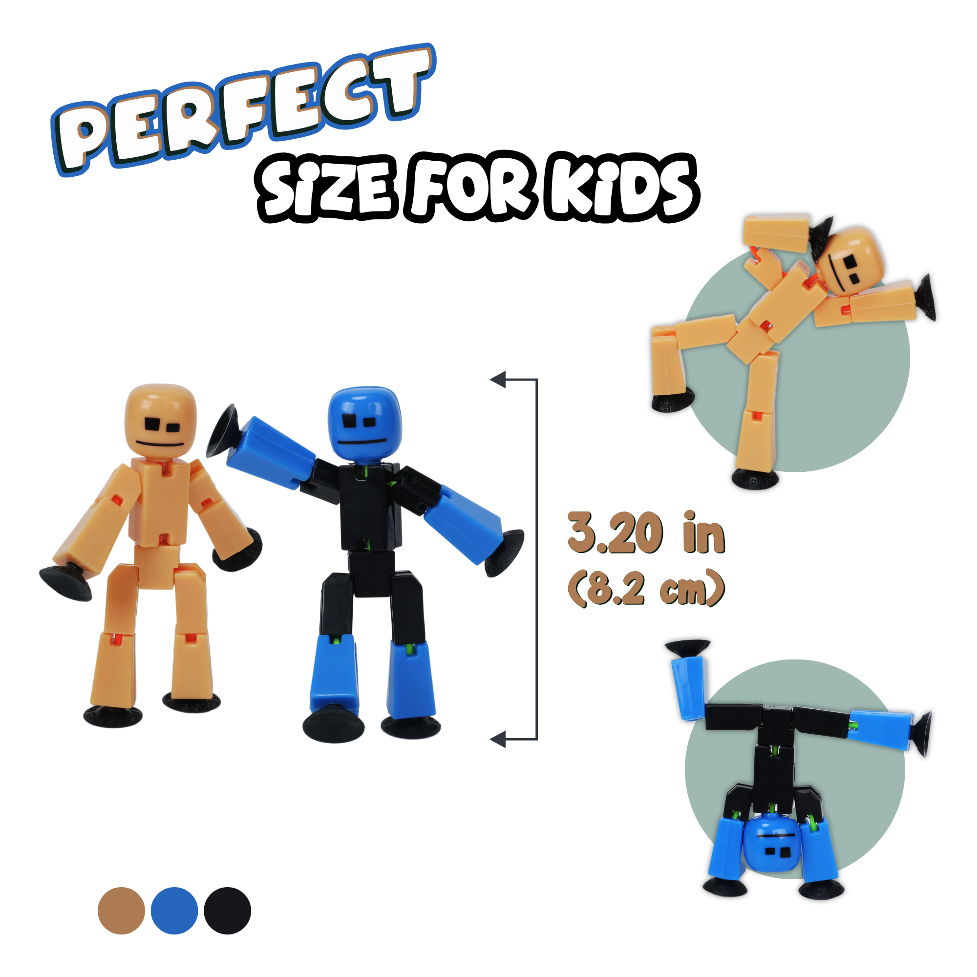 Zing Stikbot Family Pack, Set of 6 Stikbot Collectable Action Figures, Includes 2 Stikbots, 2 Junior Stikbots, 1 Dog, and 1 Cat, Stop Motion Animation - in Eco-Friendly Packaging, Age 4+