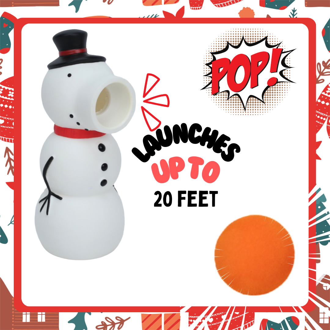 Snowman Popper Toy - Soft Foam Ball Launcher - Fun & Safe Indoor/Outdoor Play for Kids Aged 4+ - Perfect Winter & Christmas Gift!