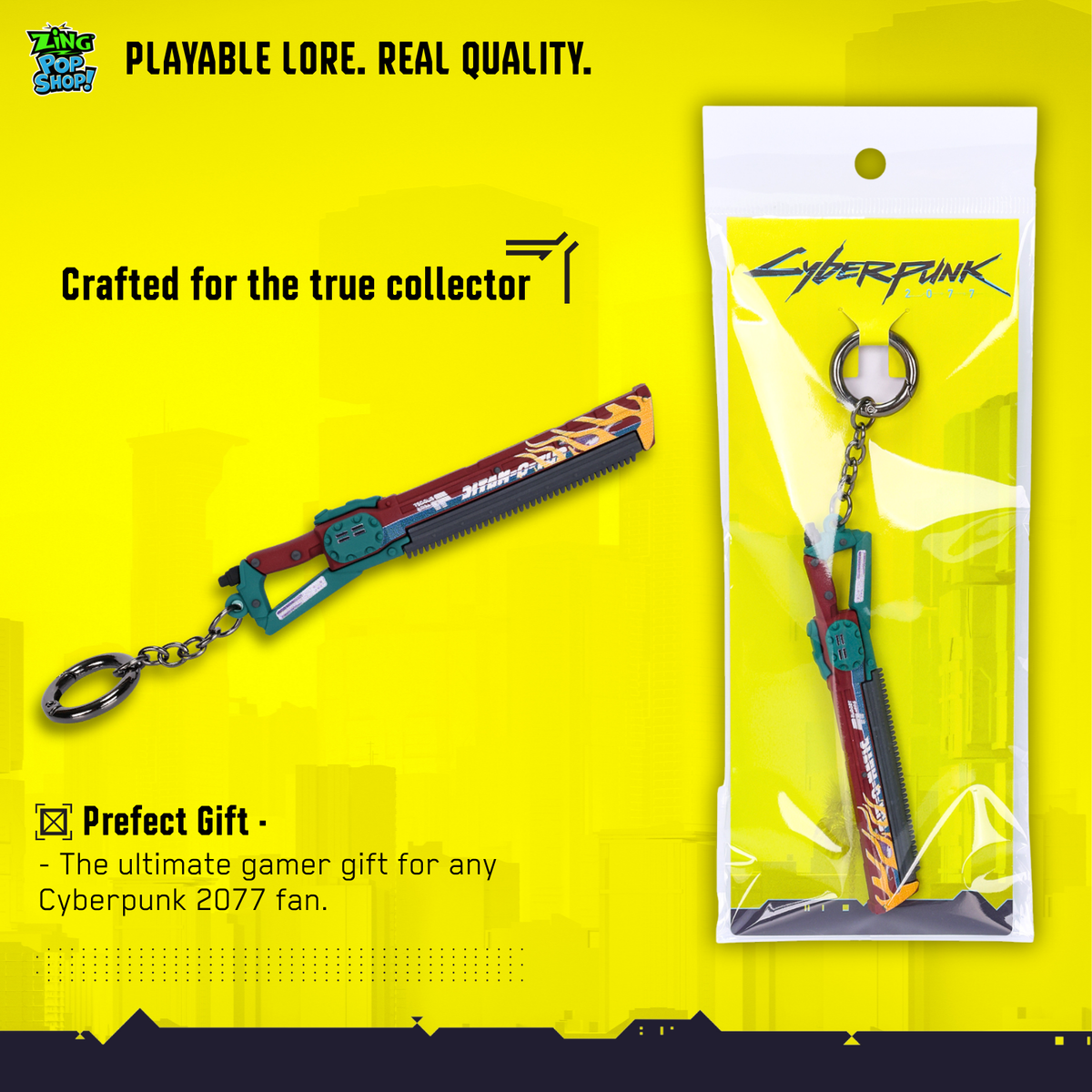 Cyberpunk 2077 CUT-O-MATIC Melee Saw 3D PVC Keychain – Officially Licensed Collectible