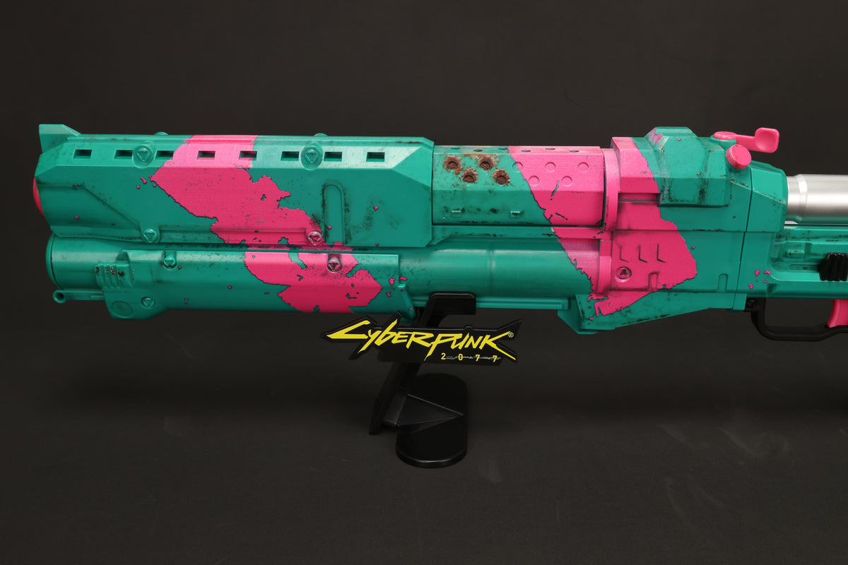 Cyberpunk 2077 GUTS 1:1 Scale Shotgun Replica – 32 Inch Prop with Pump Action, Light Sound Smoke FX & Display Stand