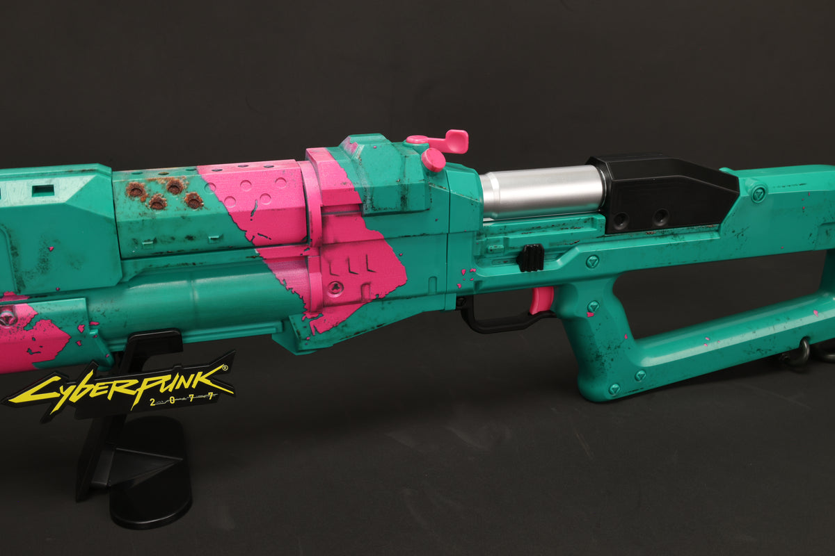 Cyberpunk 2077 GUTS 1:1 Scale Shotgun Replica – 32 Inch Prop with Pump Action, Light Sound Smoke FX & Display Stand