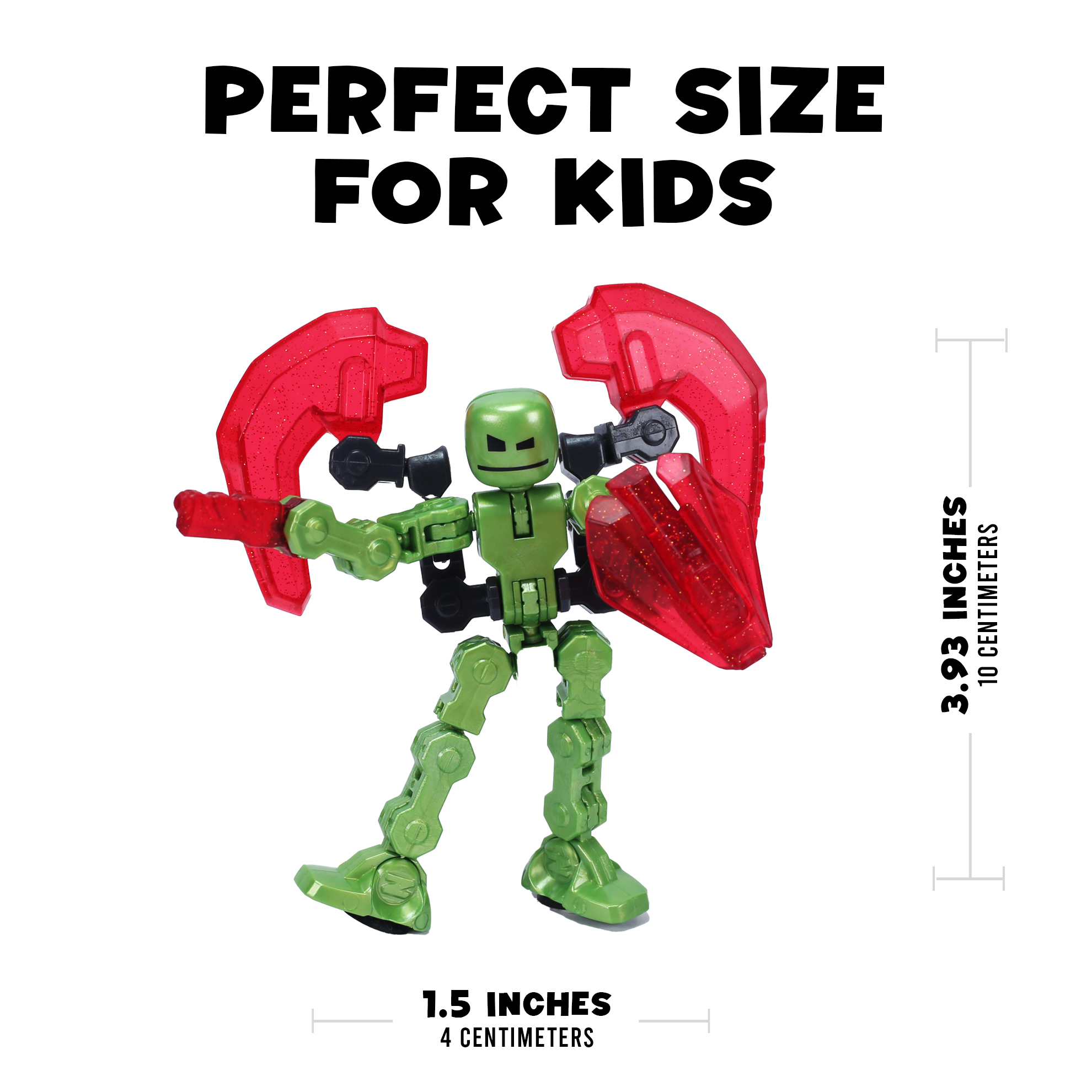 KlikBot Defenders 3-Pack | Action Figure Set with Metallic Colors, Clear Glitter Accessories & Suction Cups | Stop-Motion Animation Toys for Kids