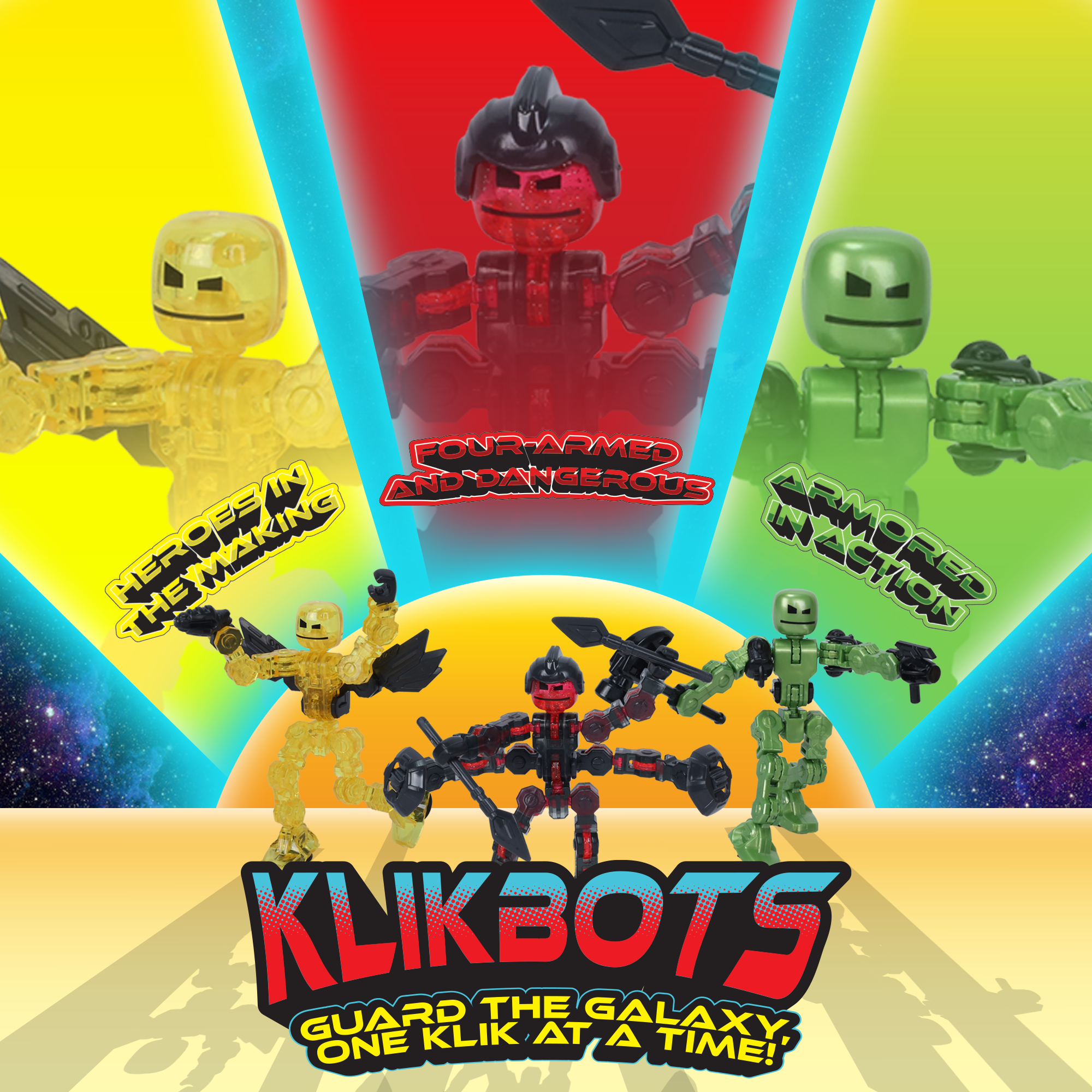 Klikbot Galaxy 3 Pack: Poseable Action Figures with Accessories