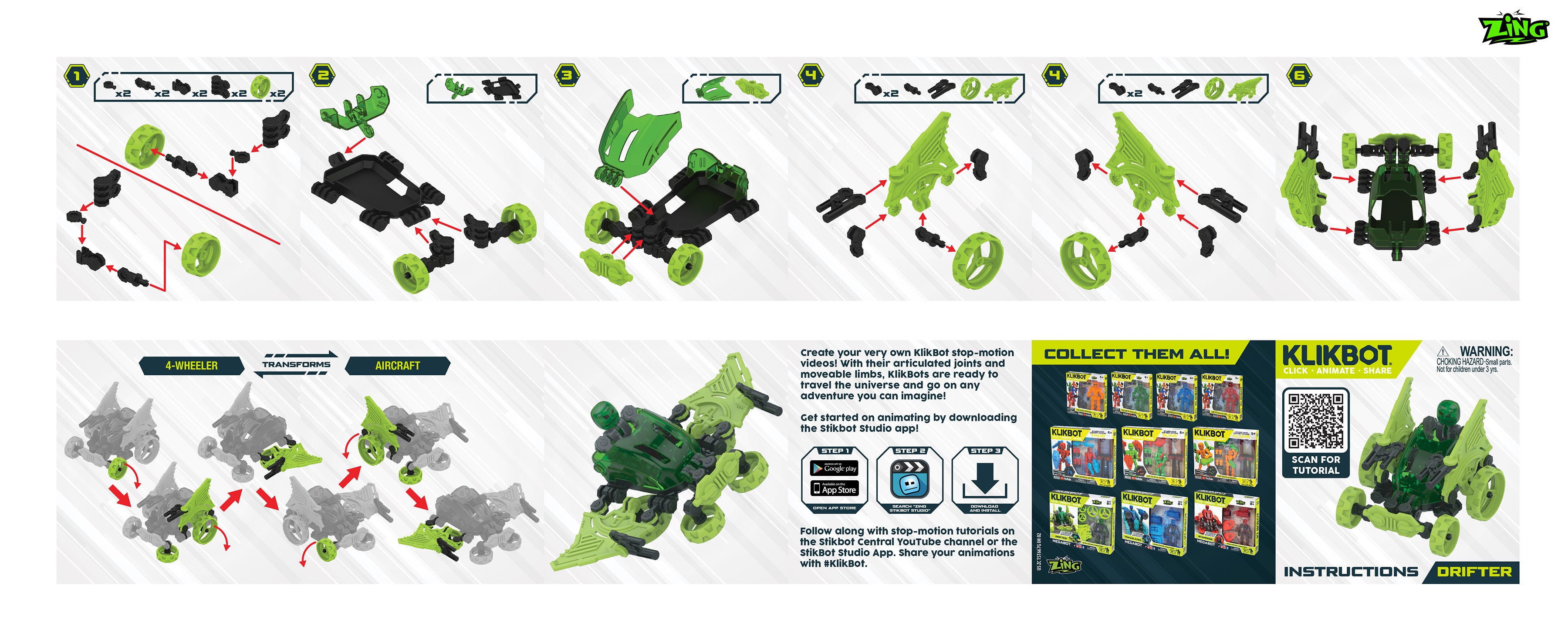 KlikBot Mega Green: Transforming Stop Motion Robot - Green Edition!