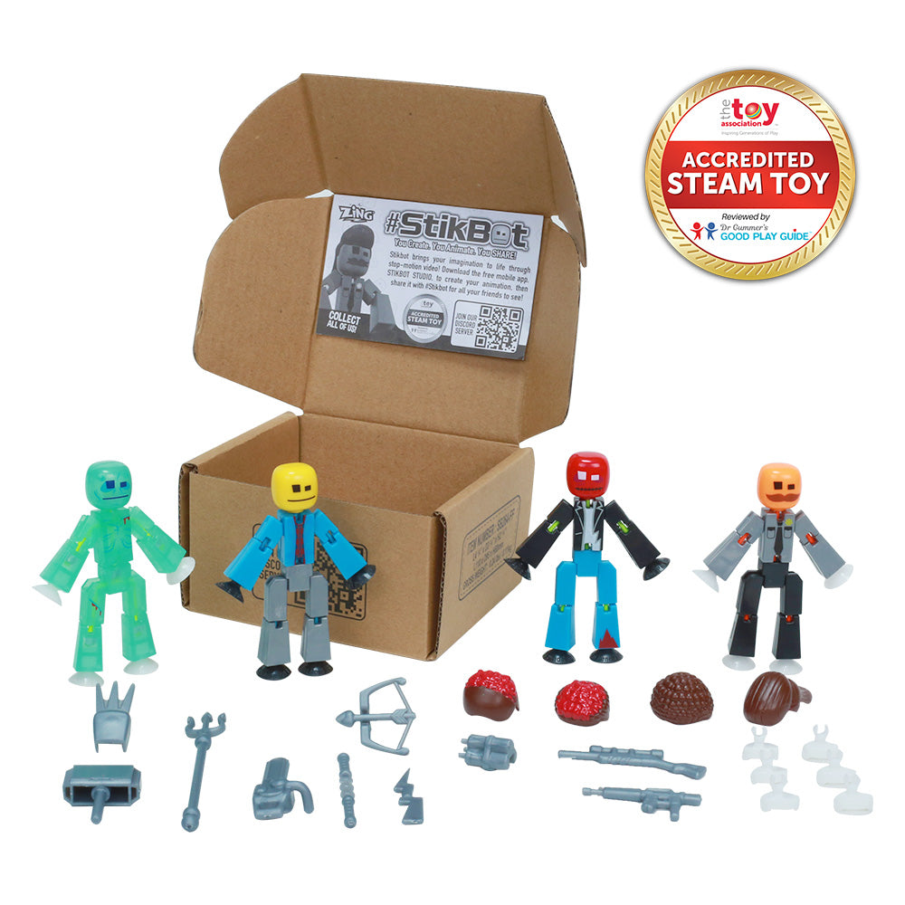 StikBot Halloween Zombie Pack - Pack of 4 Printed StikBots with Accessories