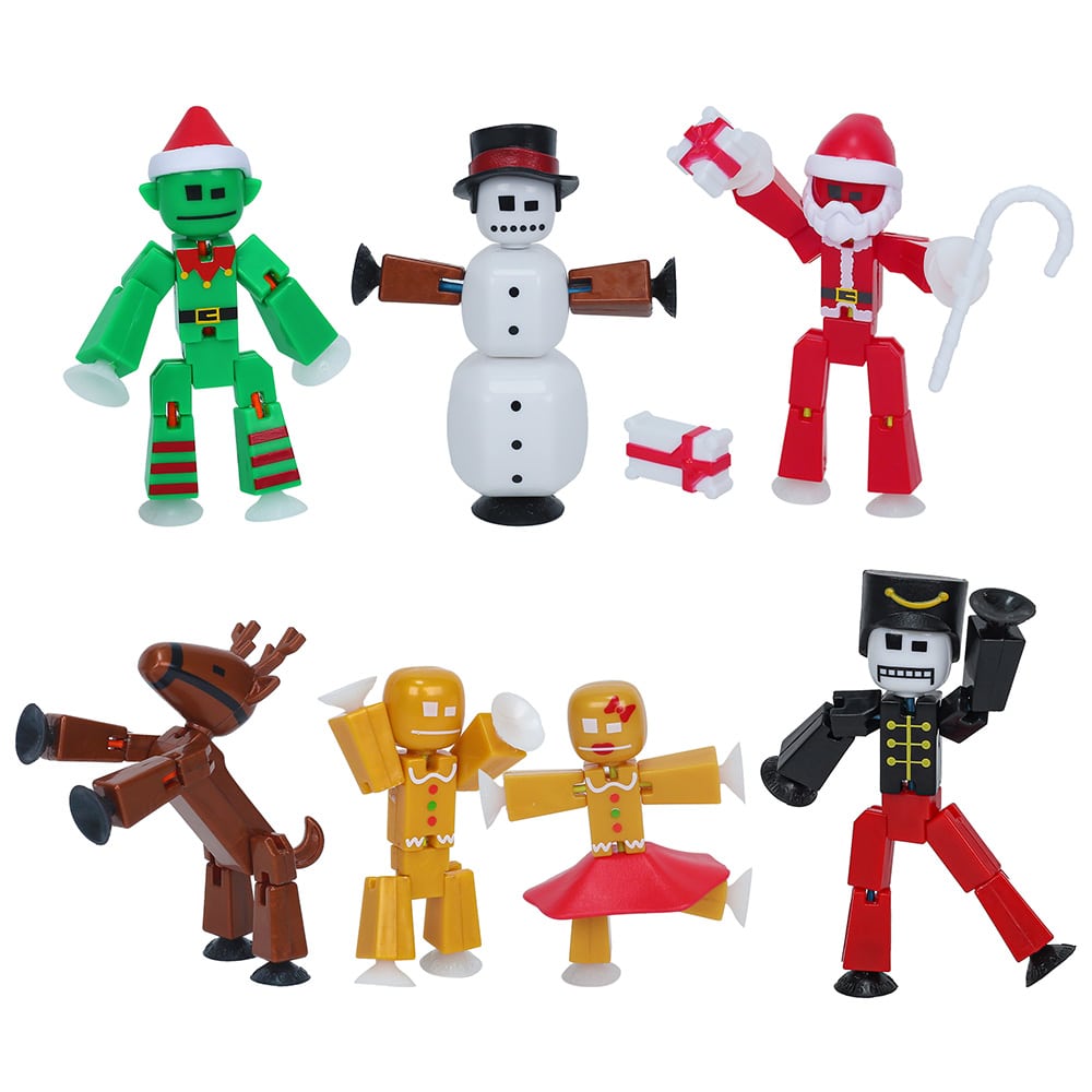 StikBot Christmas Crew Pack - Santa, Snowman, Elf, Gingerbread Man, Reindeer, Nutcracker