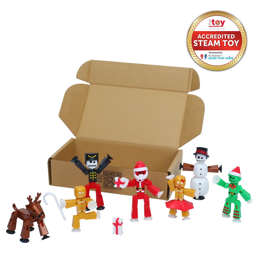 StikBot Christmas Crew Pack - Santa, Snowman, Elf, Gingerbread Man, Reindeer, Nutcracker