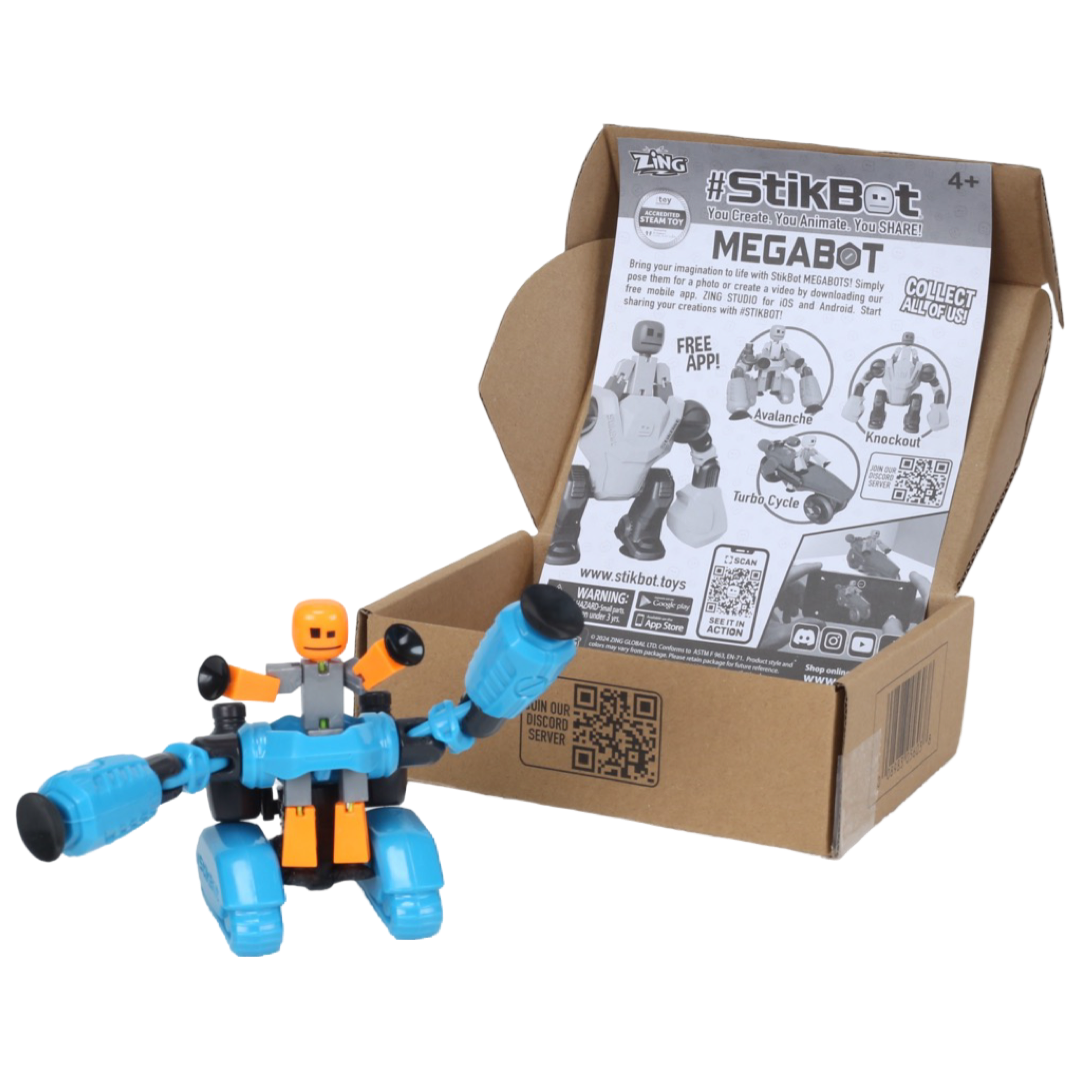 Stikbot MEGA Avalanche Blue MegaBot Set: Stop Motion Action!