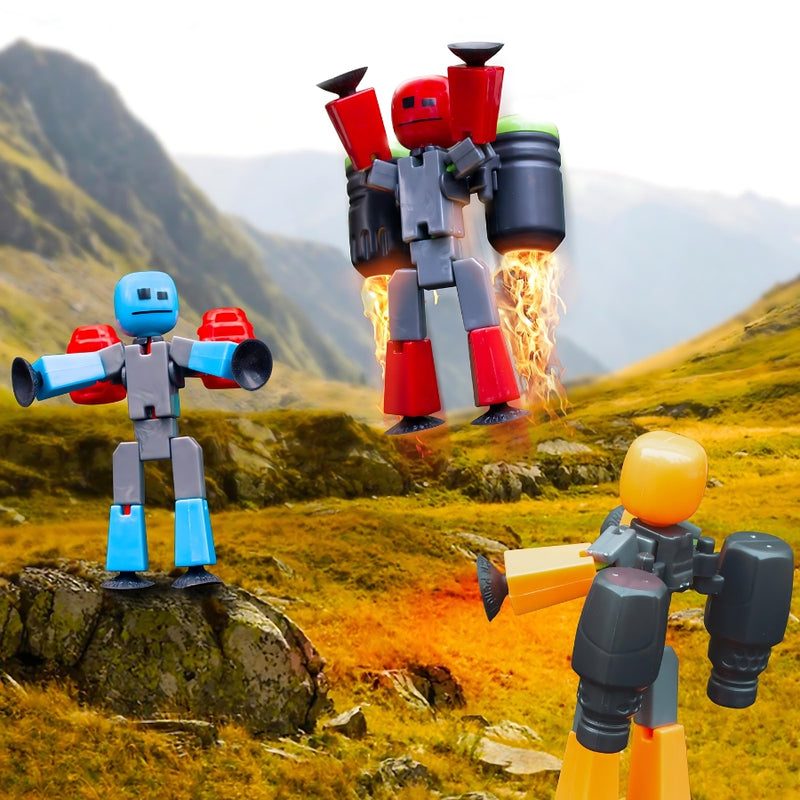 Zing Stikbot Megabots - Red (Turbo Cycle) Stikbot Poseable Collectible Stop Motion Action Figures and Mega Vehicles