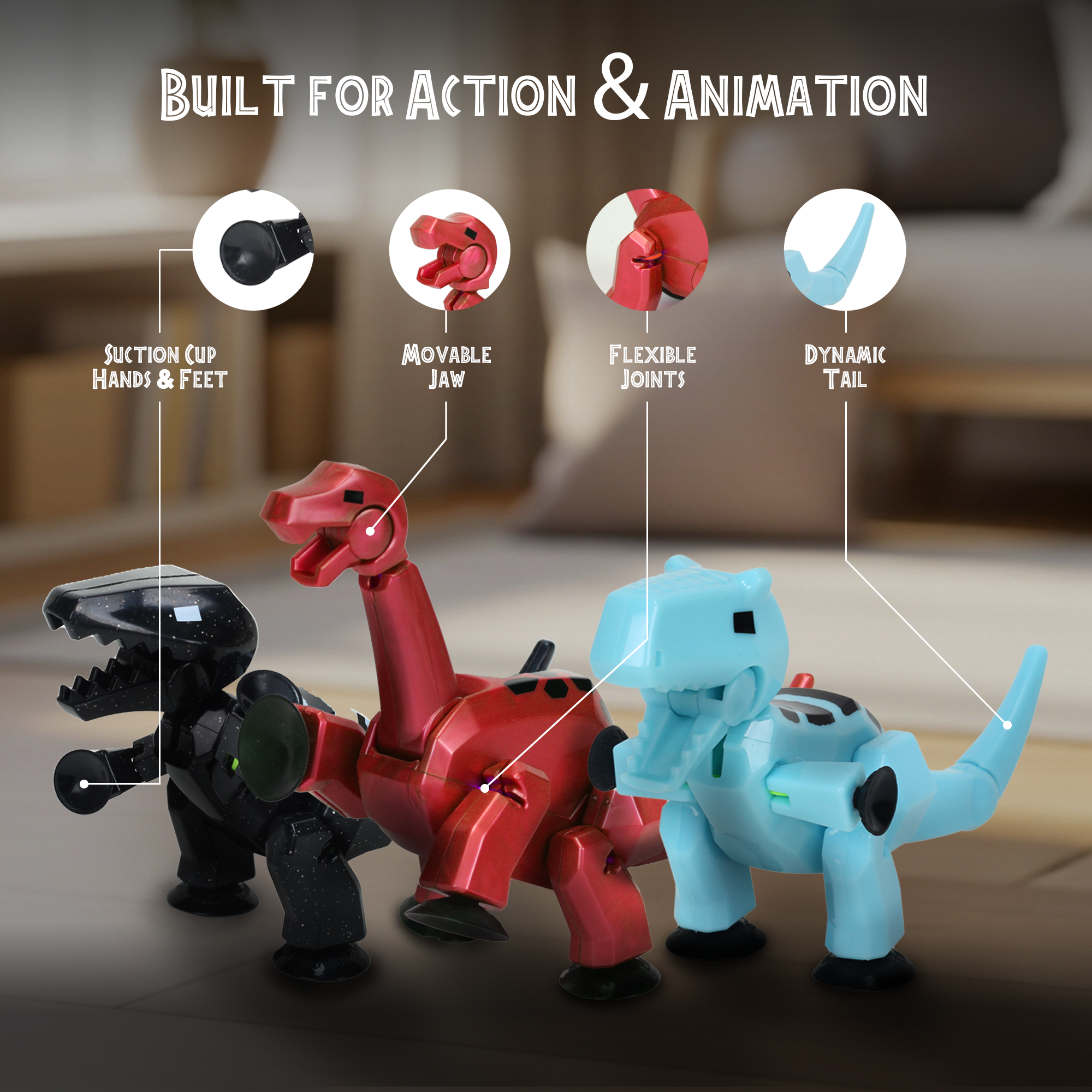 StikBot Mega Dino 3-Pack | T-Rex, Bronto, Carnotaurus Set