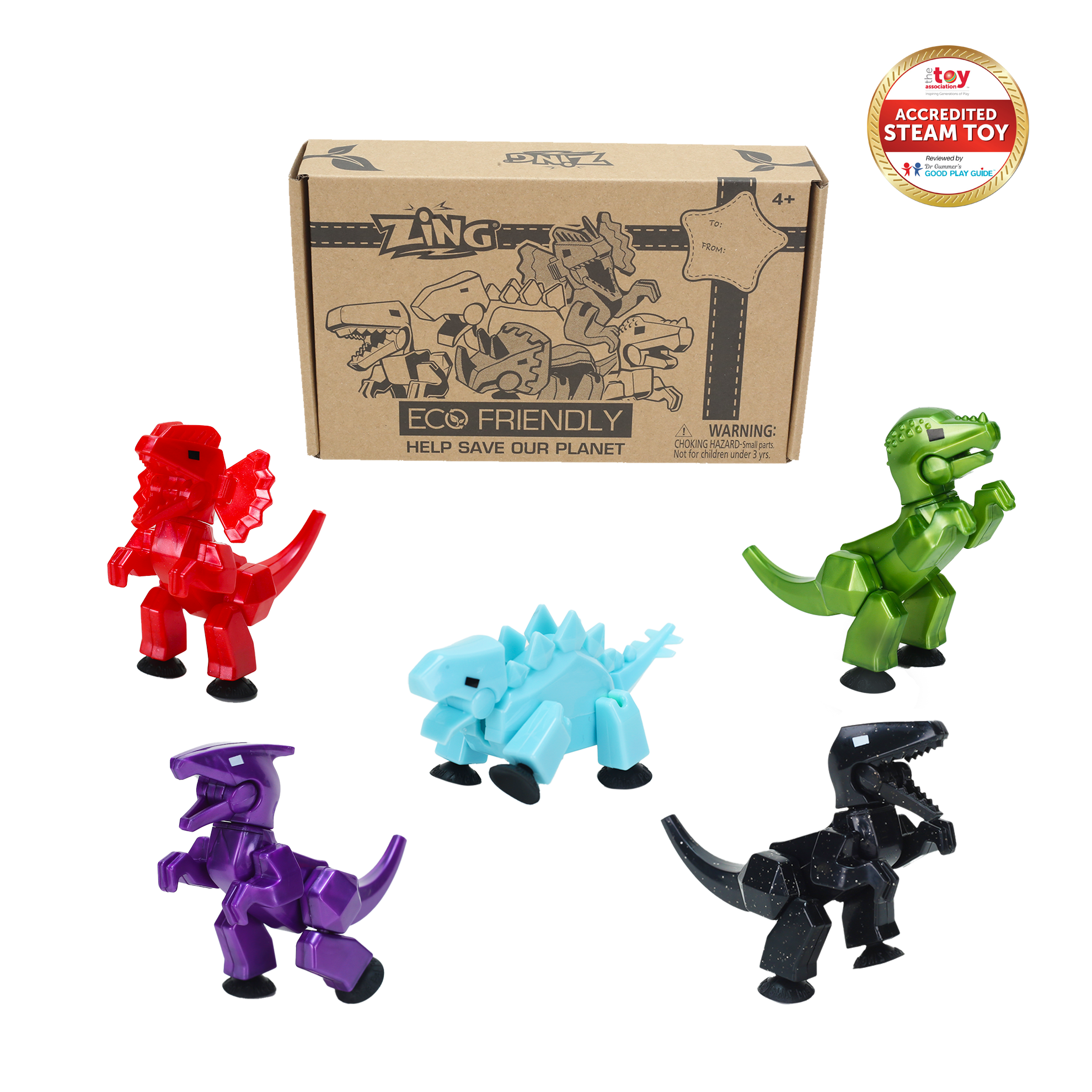 StikBot Regular Dinos 5-Pack | Metallic Stop Motion Figures