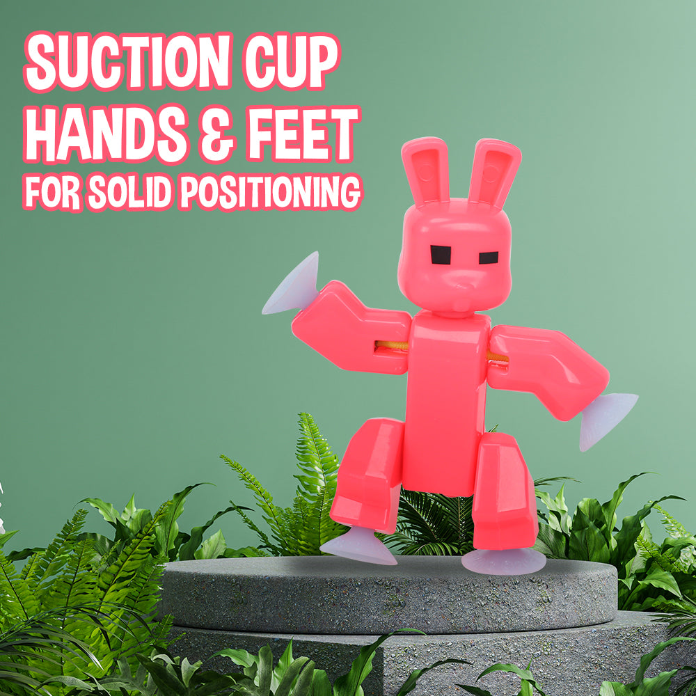 English Rabbit Stop Motion Stikbot Easter 4-Pack: Neon & Glow Chicken & Rabbit Stop Motion Fun!