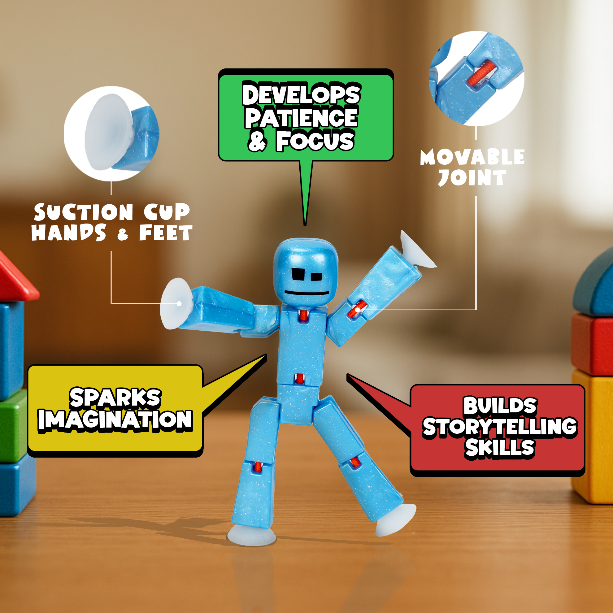 StikBot StarFrost Blue | Poseable Stop Motion Figure