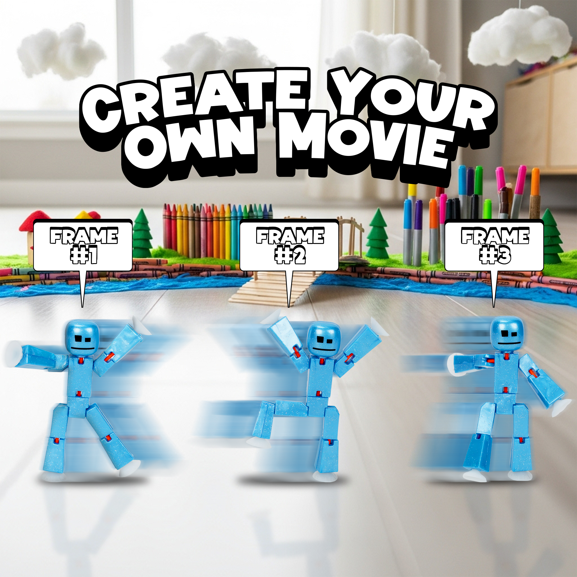 StikBot StarFrost Blue | Poseable Stop Motion Figure