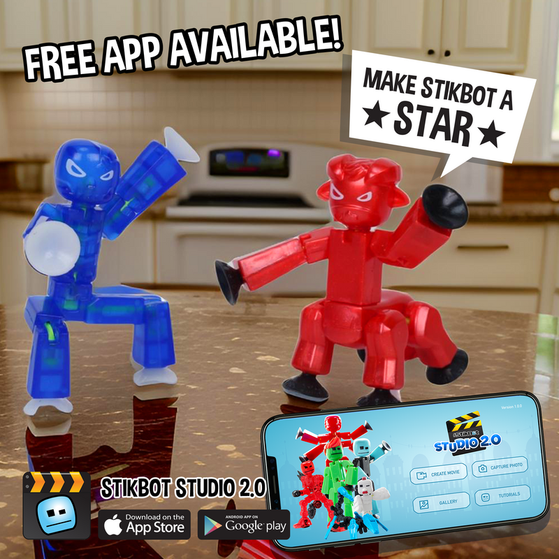 StikBot Monster Dual Pack : Grim-Clear Blue, Kyron-Red Chrome, Ages 4 and Up