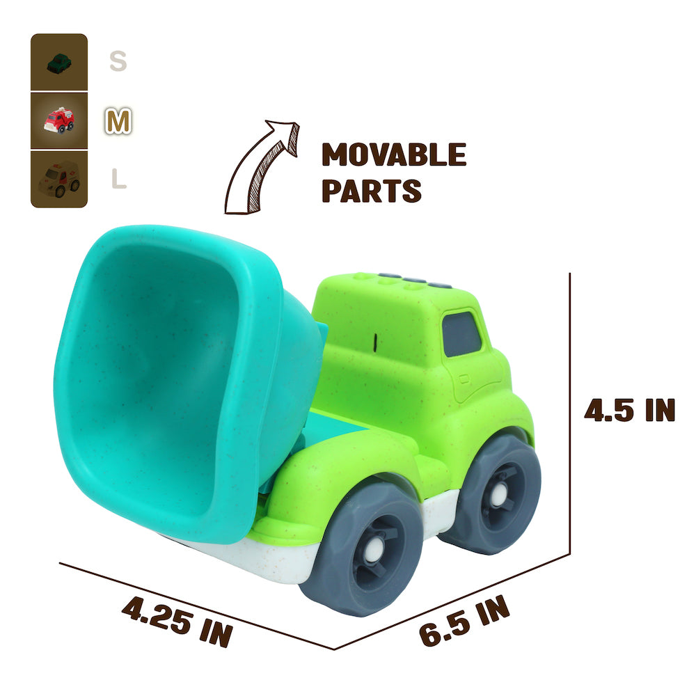 Plantastic 2 Pack City Vehicles - Eco-Friendly Cement Mixer & Gravel Truck