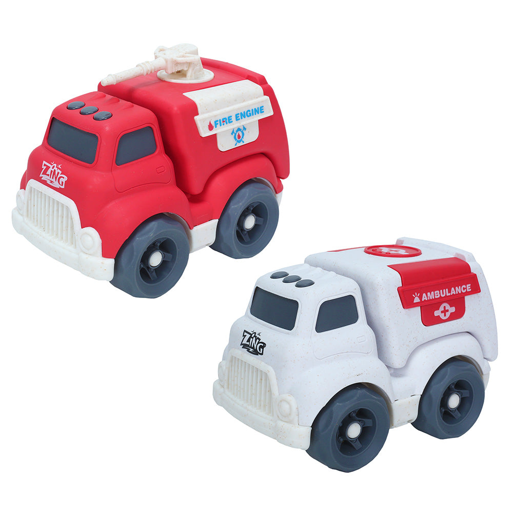 Plantastic 2 Pack City Vehicles - Eco Ambulance & Fire Engine