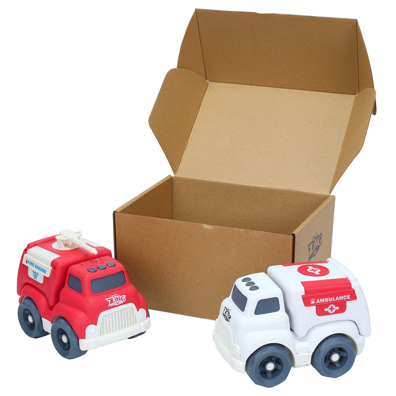 Plantastic City Vehicles Double Pack (Medium Size) - Ambulance And Fire Engine