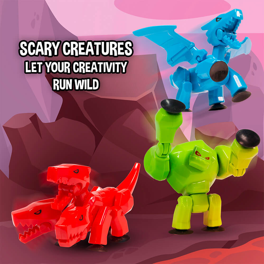stikbot monsters Stikbot Mega Monsters Cerberus, Gigantus and Scorch Action Figure Set, 3 Pieces