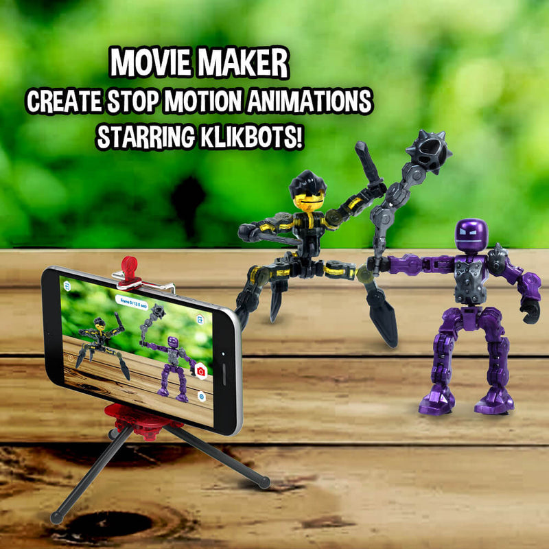  Zing Klikbot Complete Set of 4 Poseable Action Figures with  Weapons, Translucent, Create Stop Motion Animation, for Ages 6 and Up  (Series 2 Villains) : Toys & Games