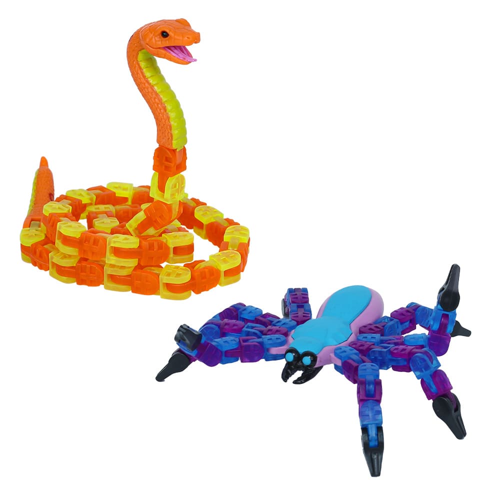 Mega Python Fidget Toy Klixx Creaturez Combo - Spider & Python - Click & Fidget Fun