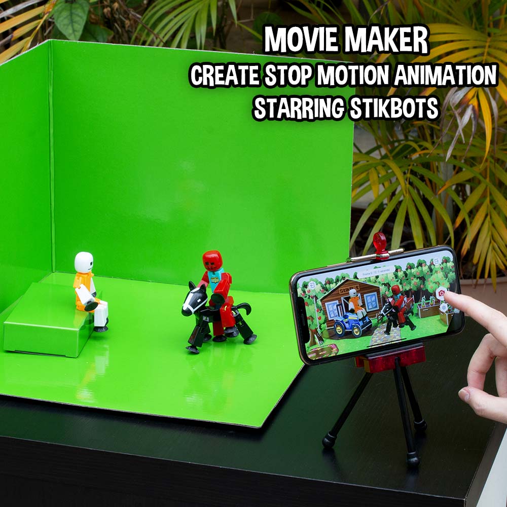 STIKBOT Zing Zanimation What The Bot Special Action Figures and Animation Set, Includes 3, 1 Mobile Phone Tripod and 2-in-1 Stage, Stop Motion STIKBOT Zing Zanimation What The Bot Special Action Figures and Animation Set, Includes 3, 1 Mobile Phone Tripod and 2-in-1 Stage, Stop Motion