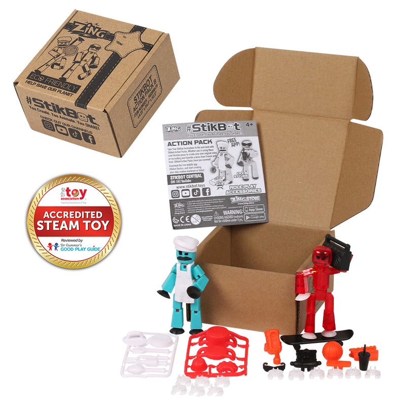 Zing StikBot Zingtannica Action Pack - Collectible Action Figures and  Accessories, Includes 1 Stikbot, 1 Set of Accessories, Stop Motion  Animation