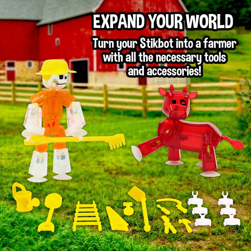 StikBot Farm Theme Pack Bundle (1 Stikbot, 3 Pets and Farm-Themed Accessories)