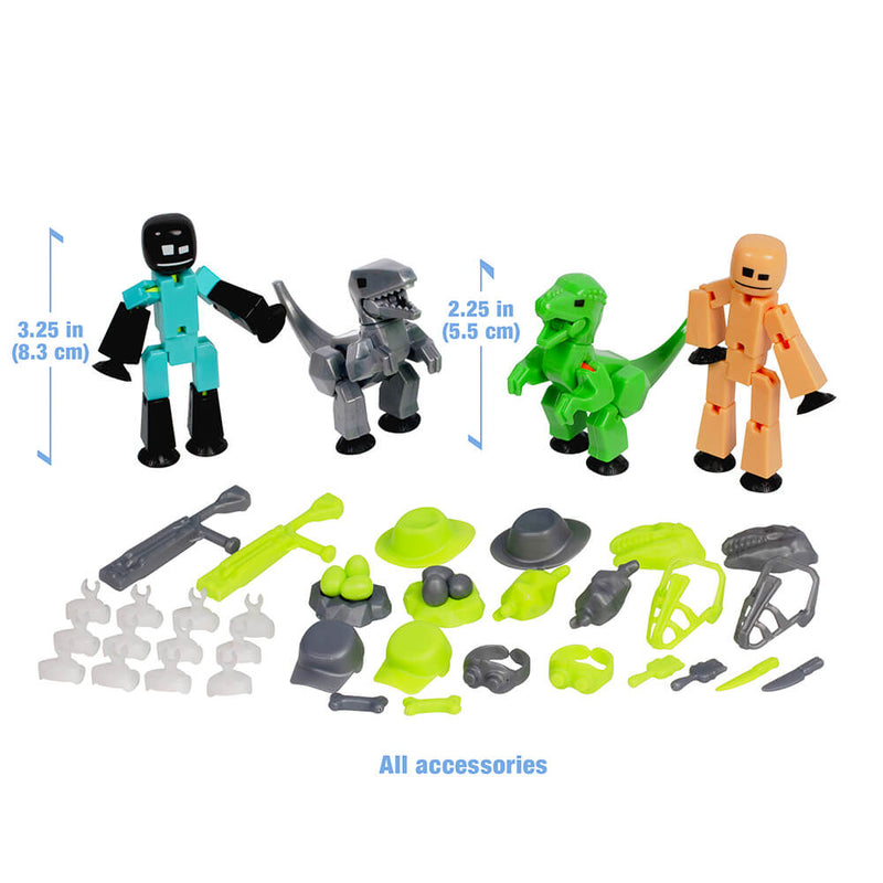 Stikbot Dino Theme Pack Bundle (2 Stikbots, 2 Dinos and Dino-Themed Accessories)