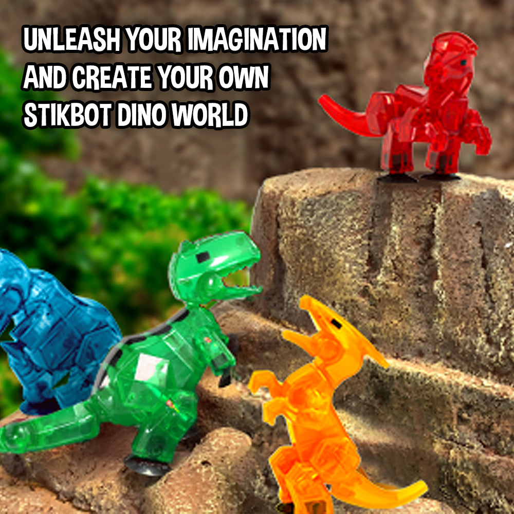 StikBot Dino 4-Pack Bundle | MEGA & Regular - Animation Fun