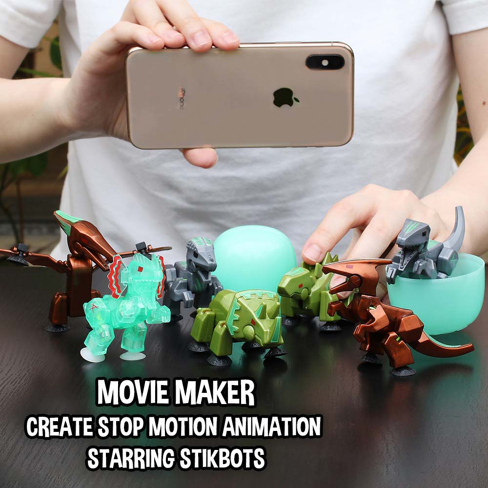 StikBot Dino Eggs - Glow in Dark - 7 Pack - Stop Motion Dinos