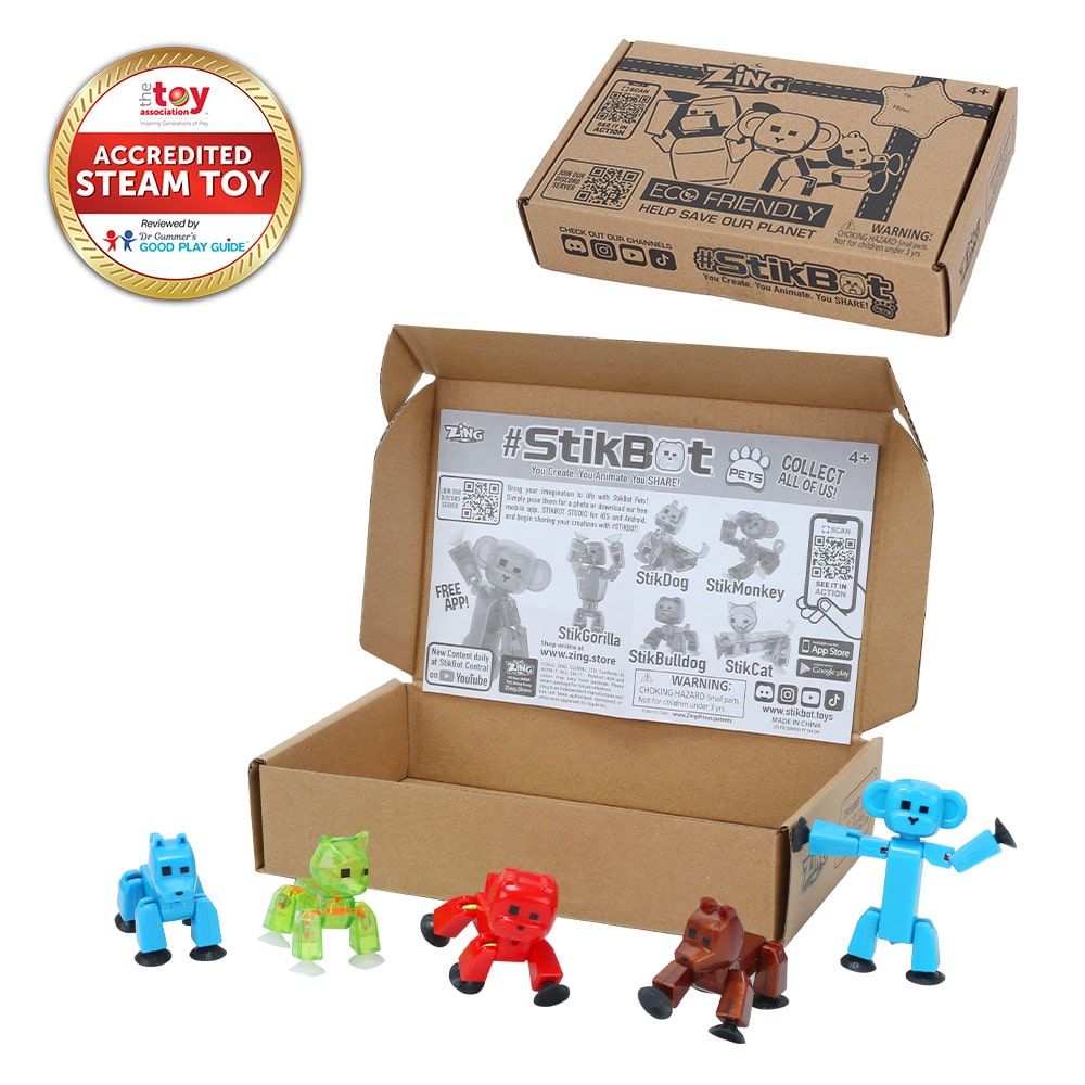 StikBot Pets 5-Pack | Adorable Animal Stop Motion Figures