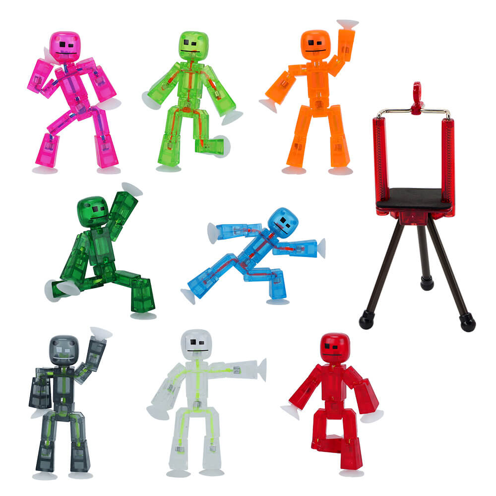 StikBot Clear 8-Pack + Tripod | Animation Starter Set