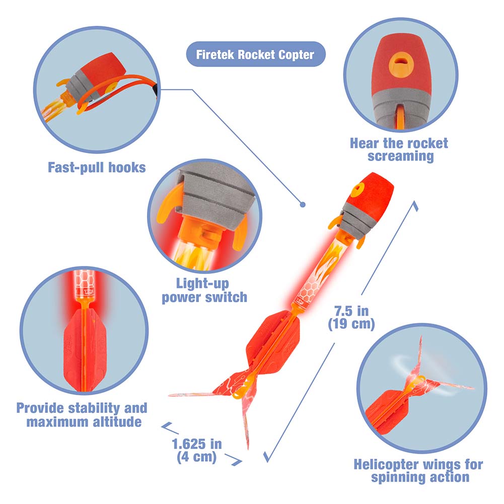 Zing Light up Rockets Launching Combo - Firetek Sky ripperz 2X, Firetek Heli Howler 2X Combo Pack