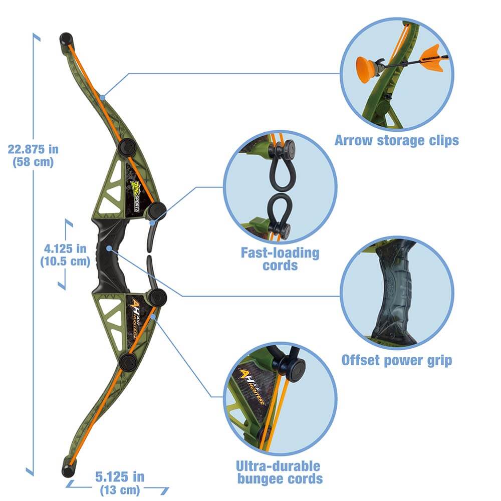 Air Hunterz Z-Curve Bow - 2 Pairs of Bungee and 4 Arrows (Eco