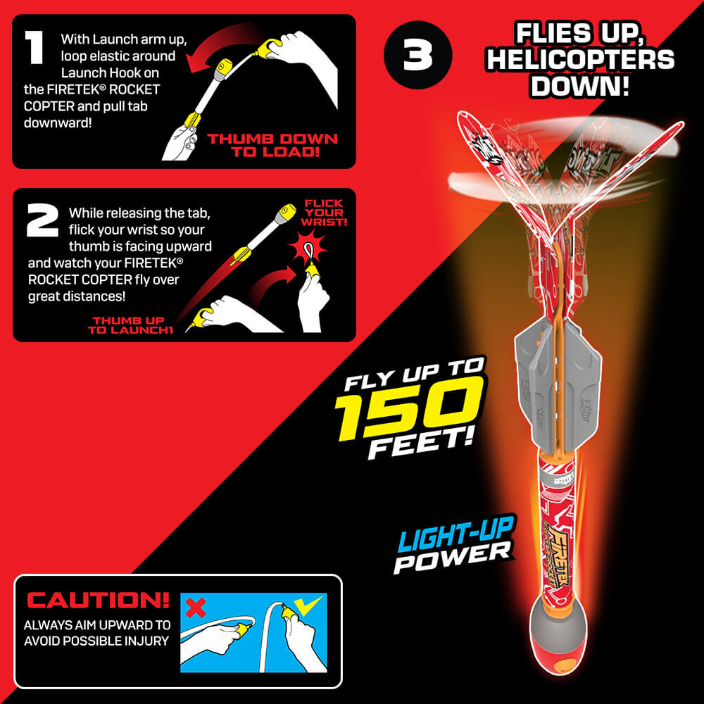 Firetek Rocket Copter Light Up Helicopter Rocket 150ft Flight