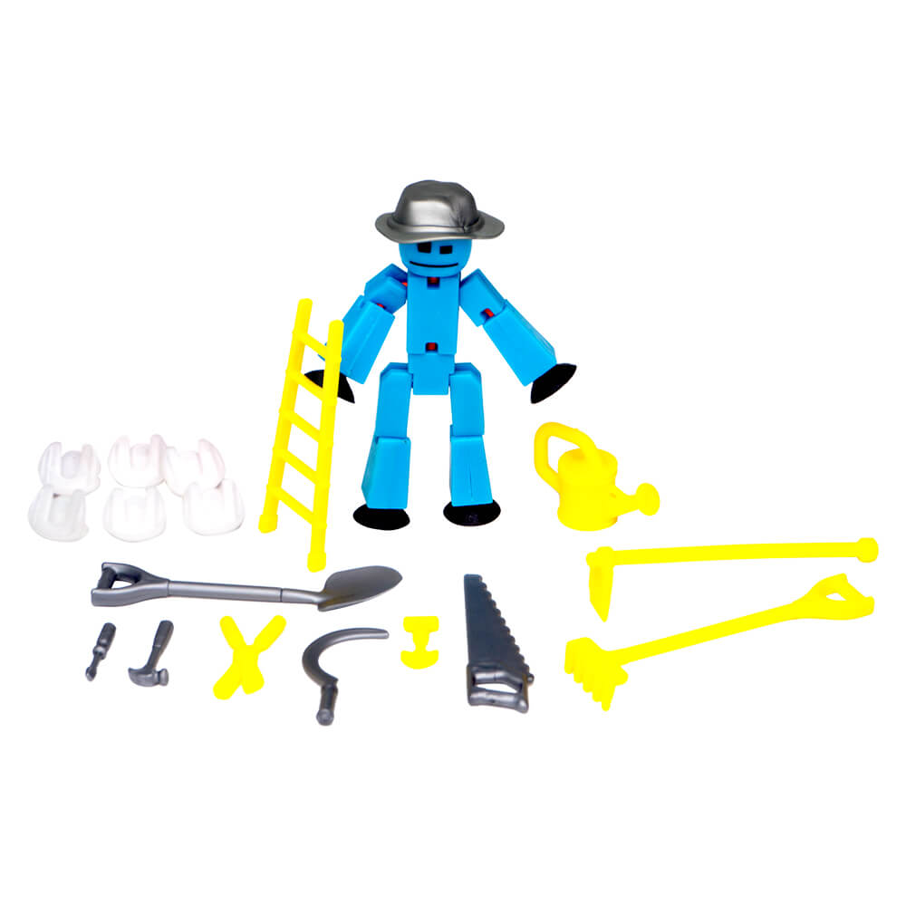Zing Stikbot Chef and Lifestyle Dual Action Pack - Includes 2 Stikbots and  Lots of Cool Accessories in Eco Friendly Packaging (Pack B - Blue & Yellow)