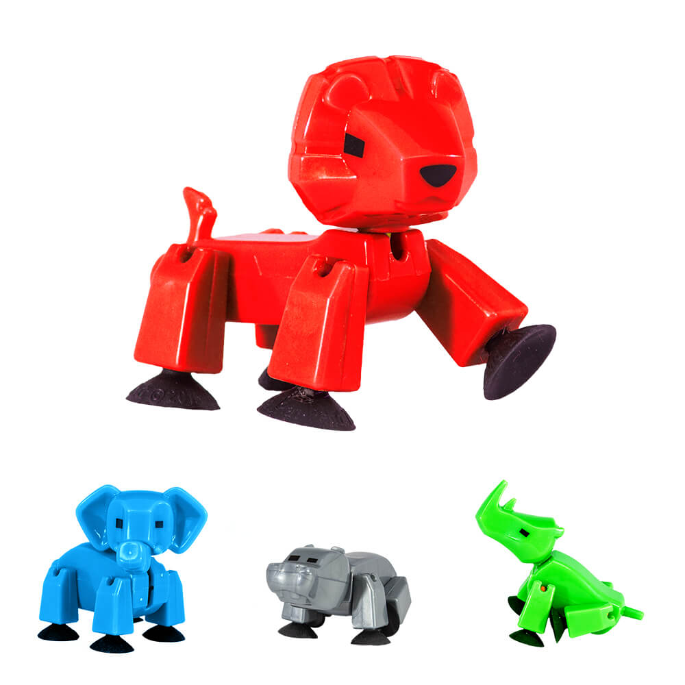 StikBot Safari Pets 4-Pack | Elephant, Lion, Hippo & Rhino